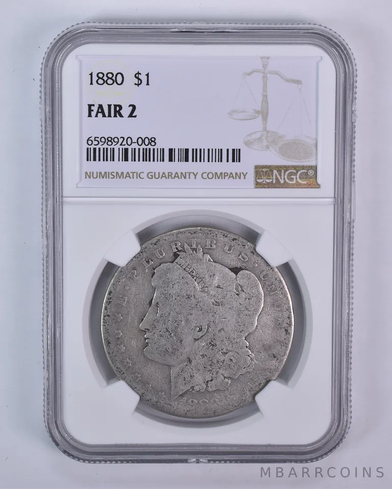 1880 Morgan Silver Dollar Fair 2 NGC Lowball