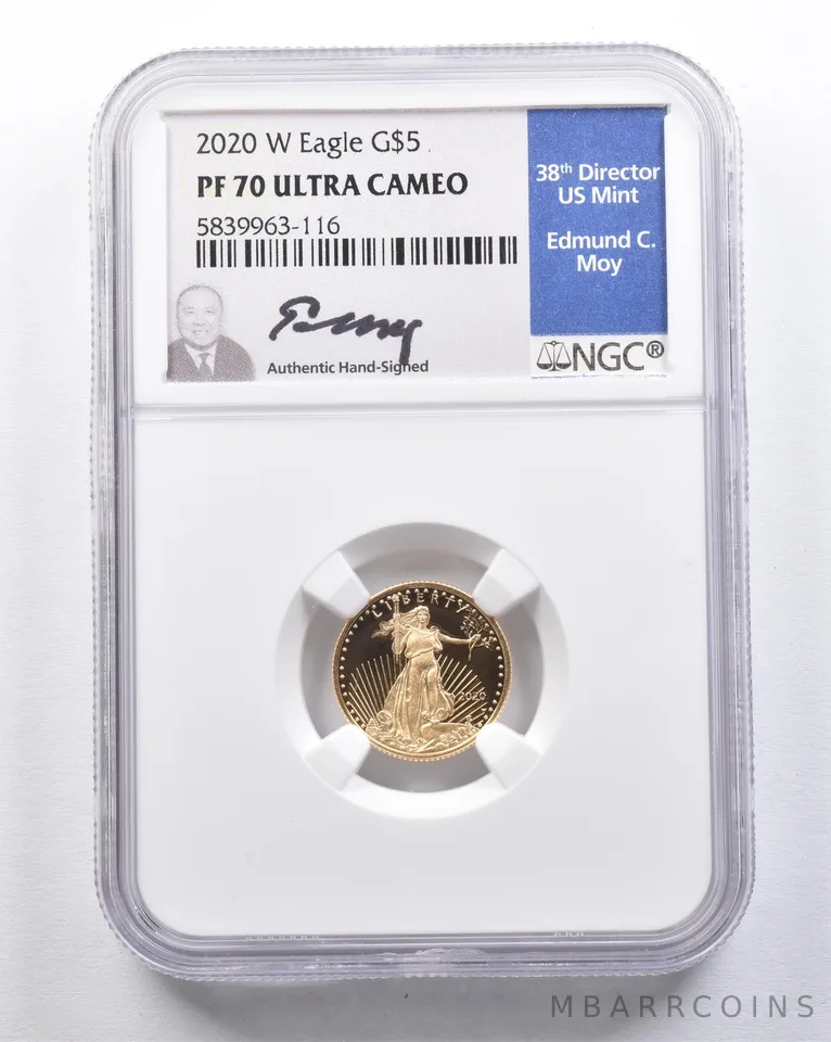 2020-W $5 American Gold Eagle Moy 1/10 Oz Gold PF70 UCAM NGC *2114