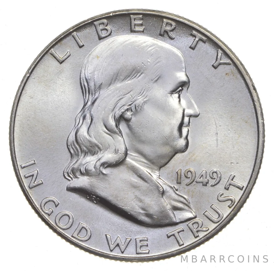 Choice Unc 1949-P Franklin Half Dollar Gem BU From Original Roll