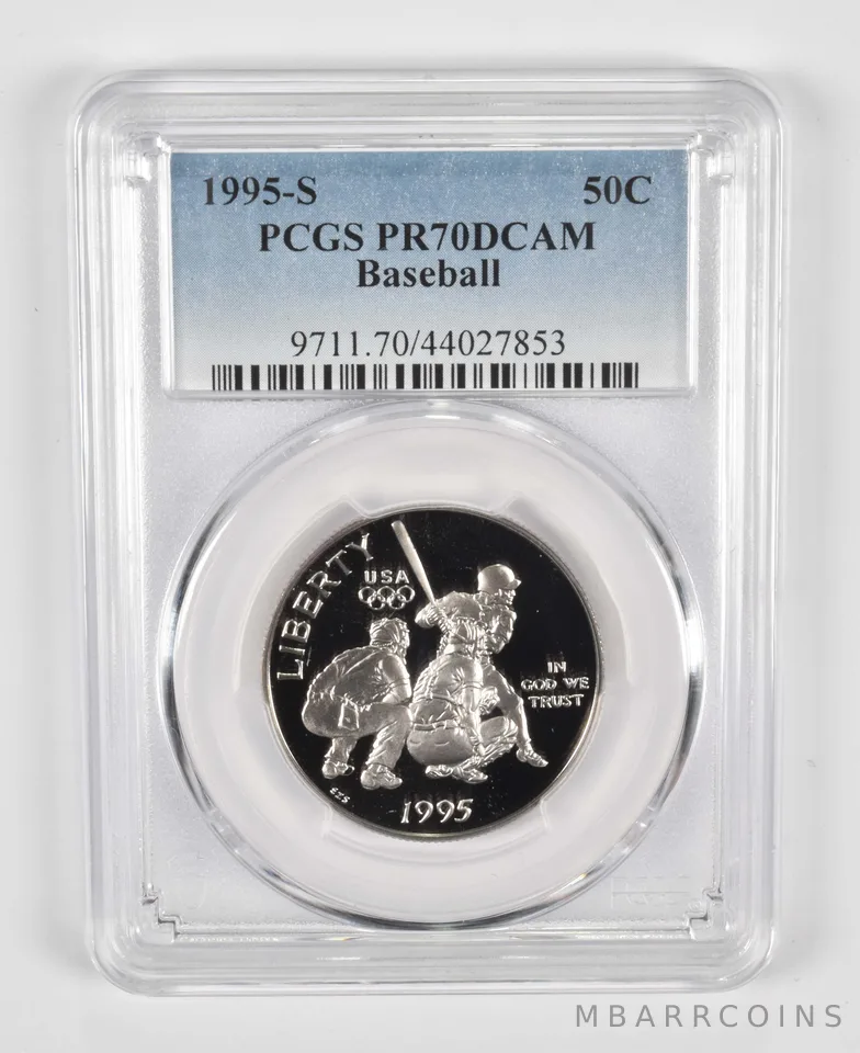 1995-S Olympic Baseball Commemorative Half Dollar PR70 PCGS Blue Label