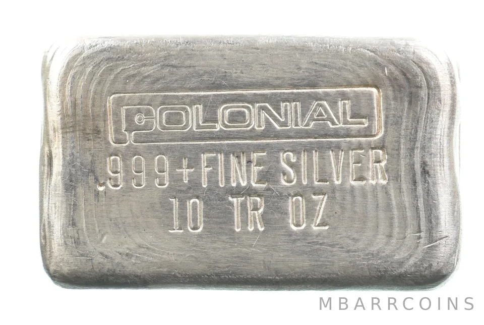 10 Troy Oz Silver Bar Colonial Poured *1999