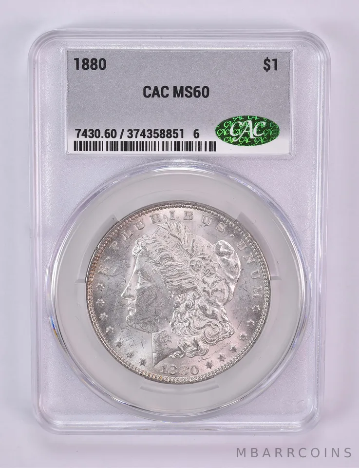 1880 Morgan Silver Dollar MS60 CAC CACg