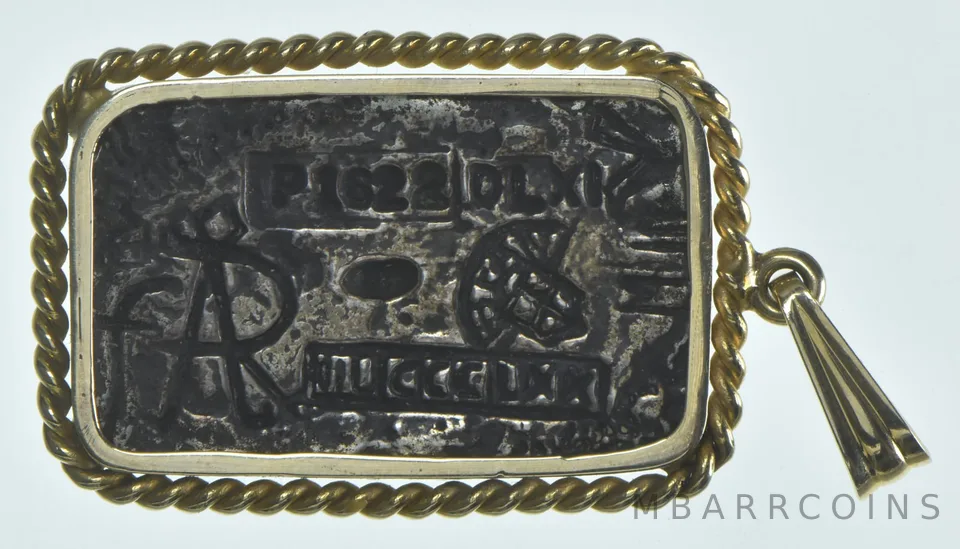 Atocha Silver Bar W/ 14k Bezel 18.8g *8176