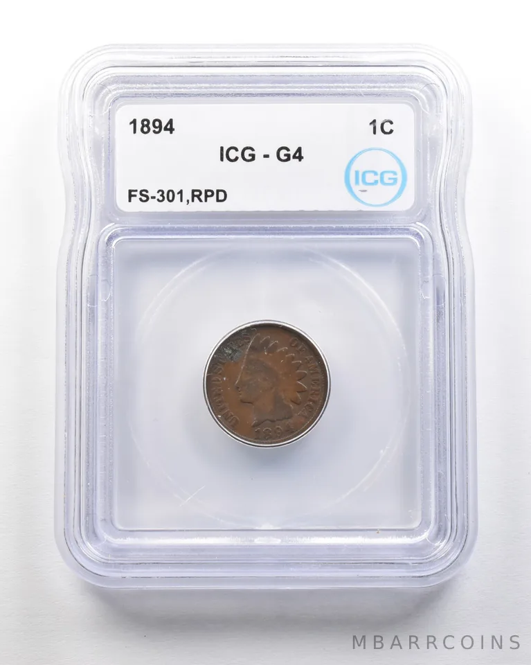 1894/94 Indian Head Cent Mint Error FS-301 RPD G4 ICG *1693