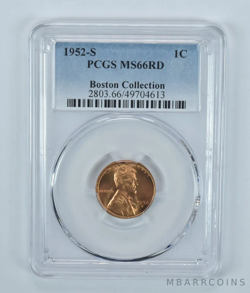 1952-S Lincoln Wheat Cent Boston Collection MS66 RD PCGS