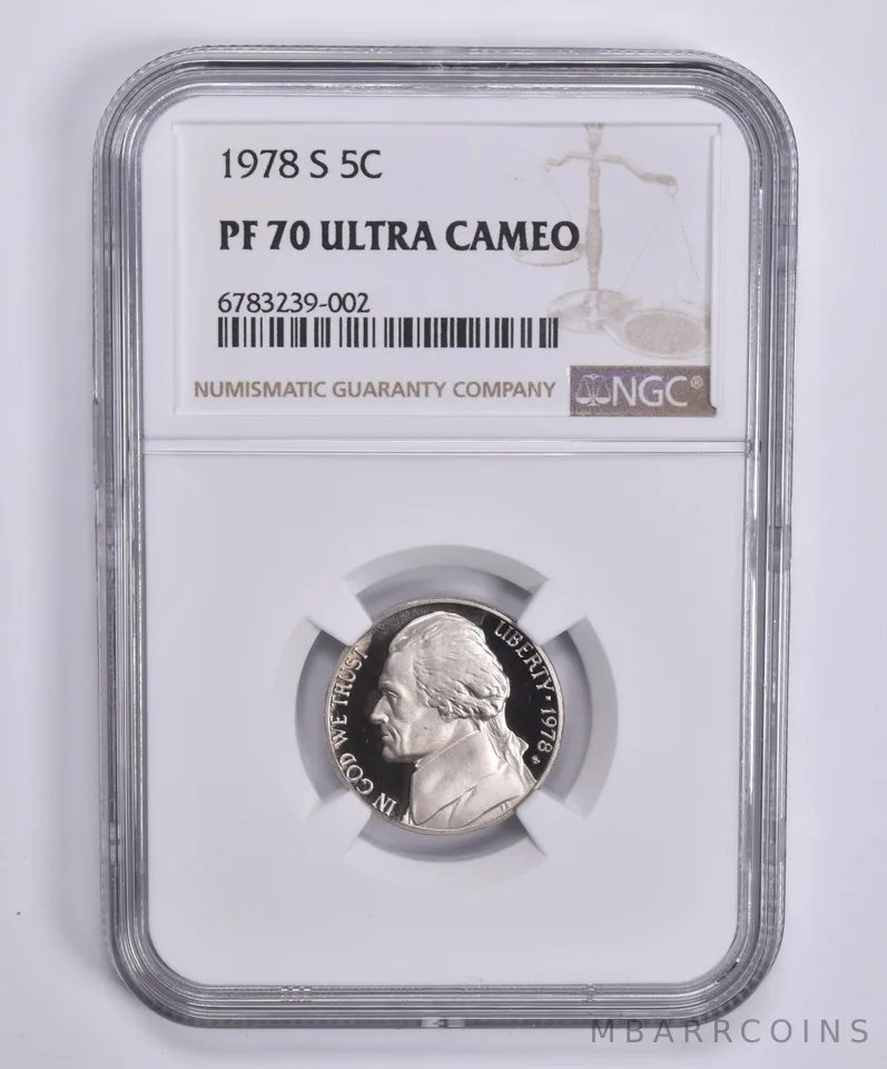 1978-S Jefferson Nickel PF70 UCAM NGC Brown Lbl