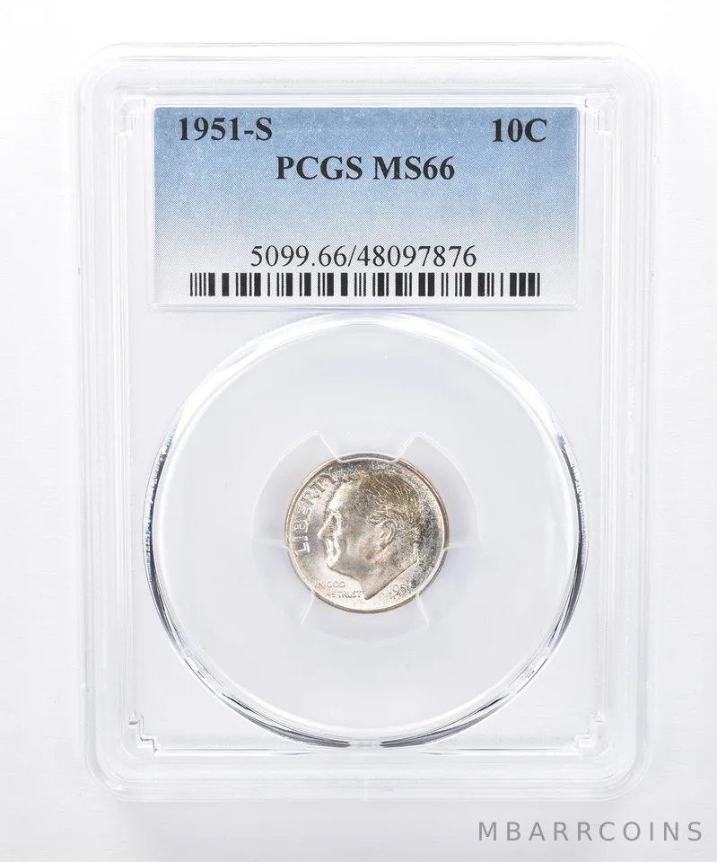 1951-S Roosevelt Dime MS66 PCGS Beautiful Tone *8358