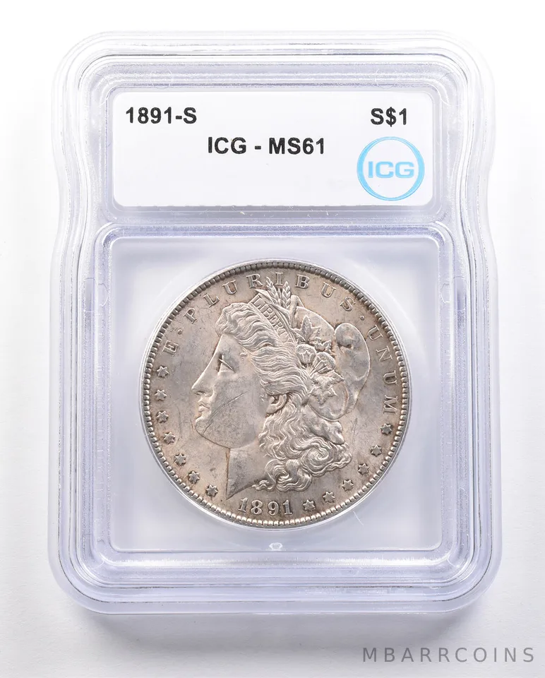 1891-S Morgan Silver Dollar MS61 ICG a3400