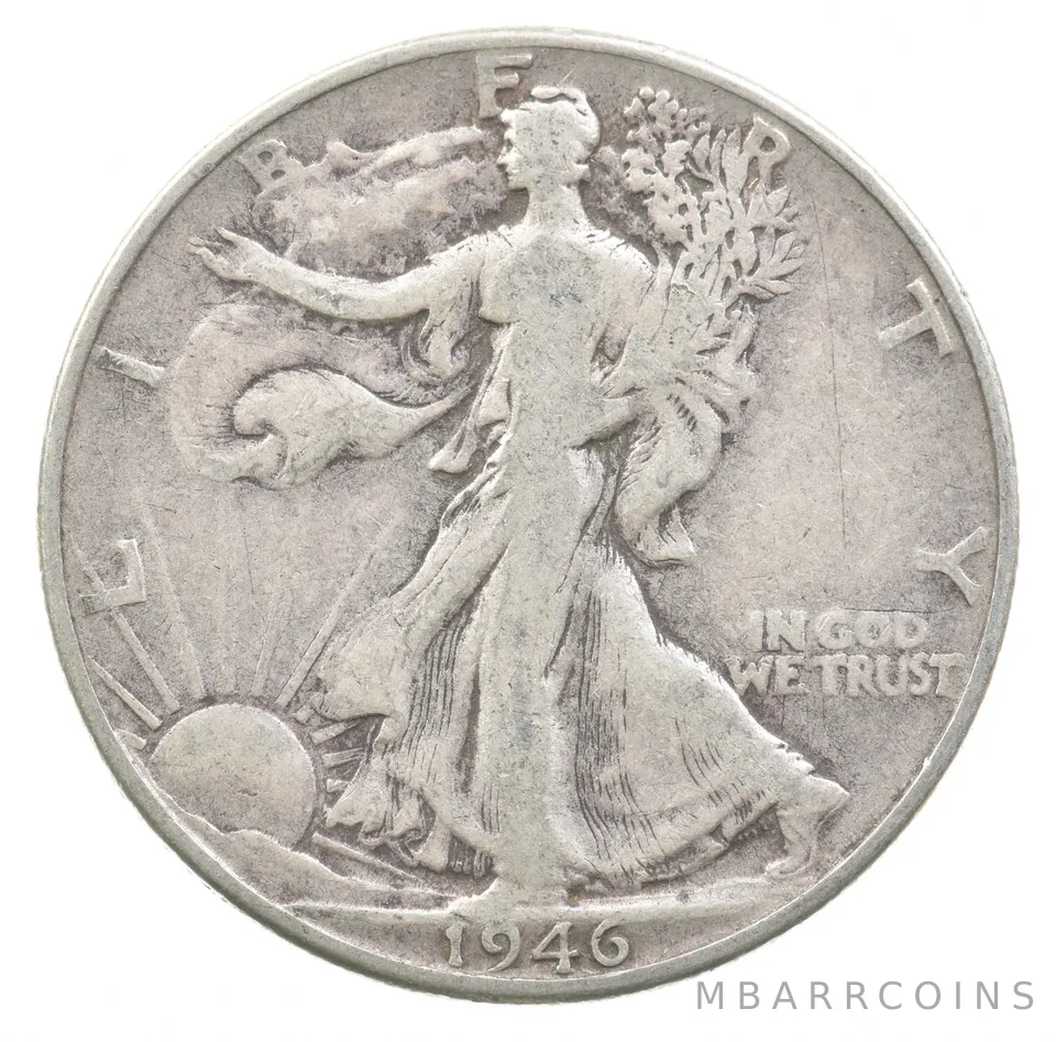 1946 Walking Liberty Half Dollar DDR Double Die Reverse a3207