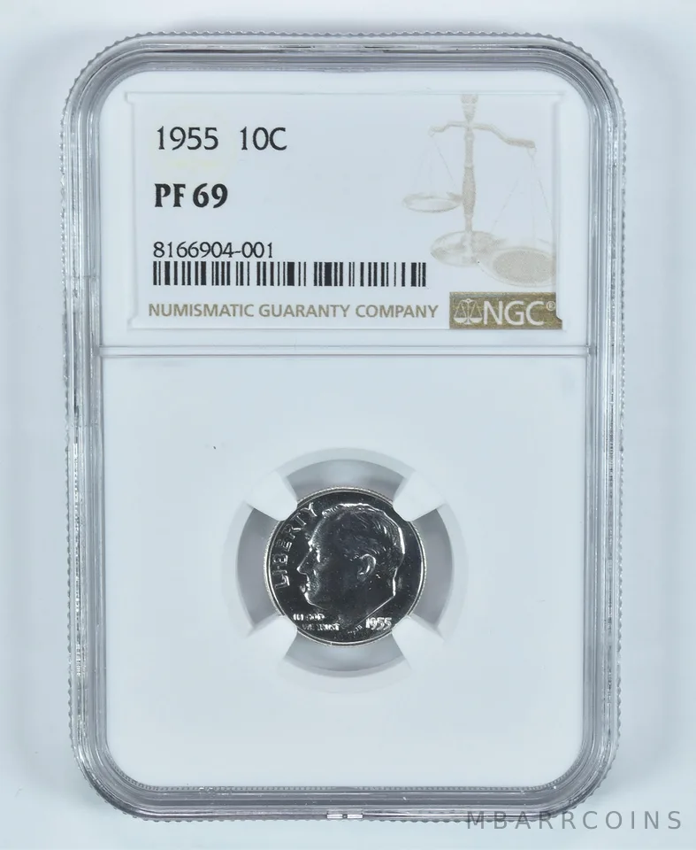 1955 Roosevelt Dime PF69 NGC Brown Label
