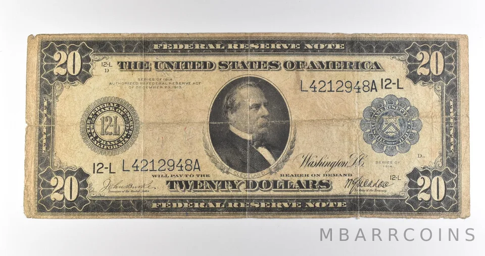 1914 $20 San Francisco CA FRN Blue Seal Large Note Fr#1008 *4597
