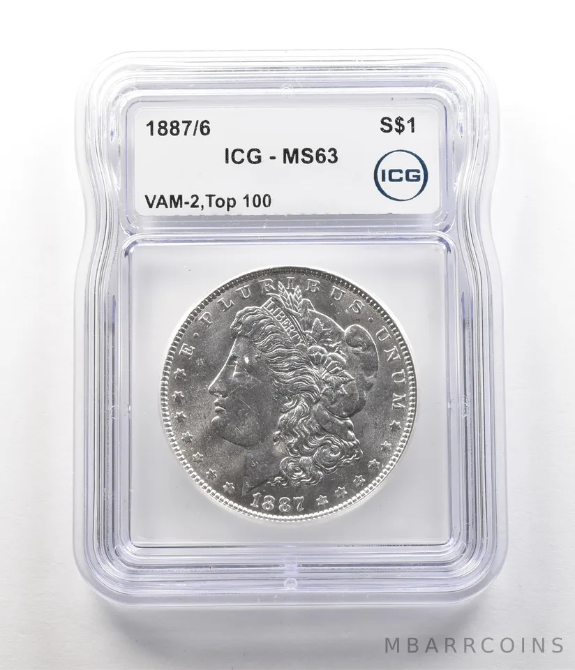 1887/6 Morgan Silver Dollar VAM-2 Top 100 MS63 ICG a6833
