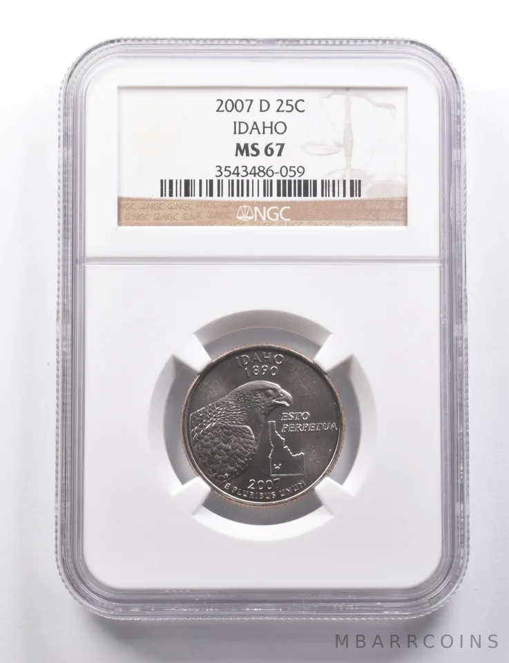 MS67 2007-D Washington State Quarter Idaho NGC *5767