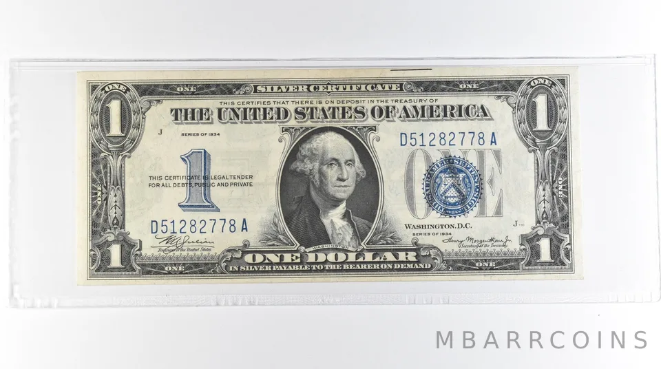 1934 $1 Silver Certificate Blue Seal *7063
