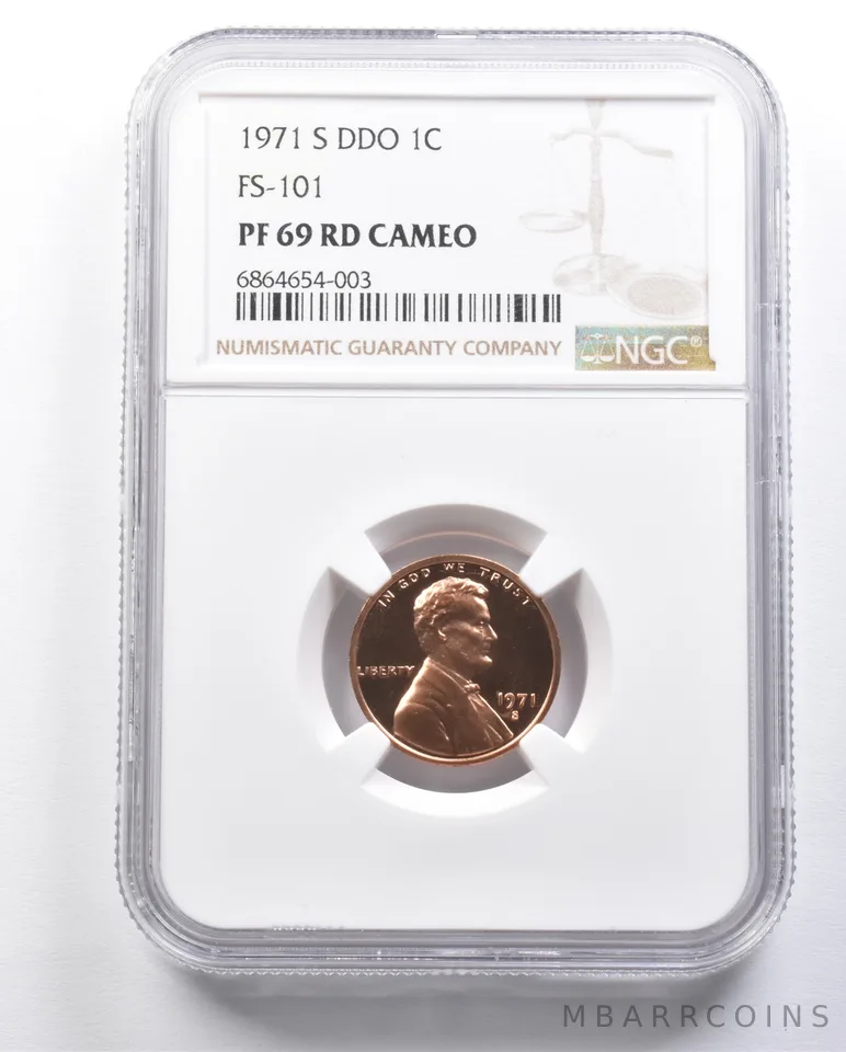 1971-S DDO Lincoln Memorial Cent FS-101 PF69 RD CAM NGC a6384