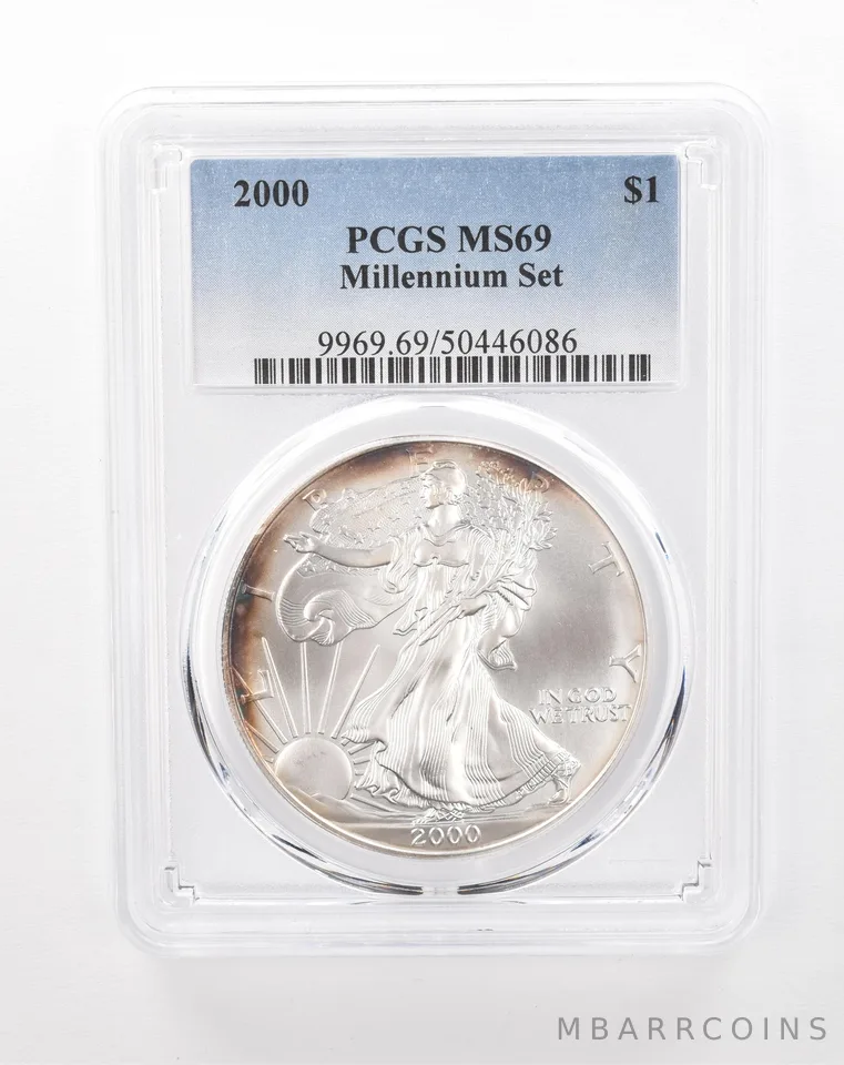 2000 American Silver Eagle Millennium Set MS69 PCGS Peripheral Tone *8997
