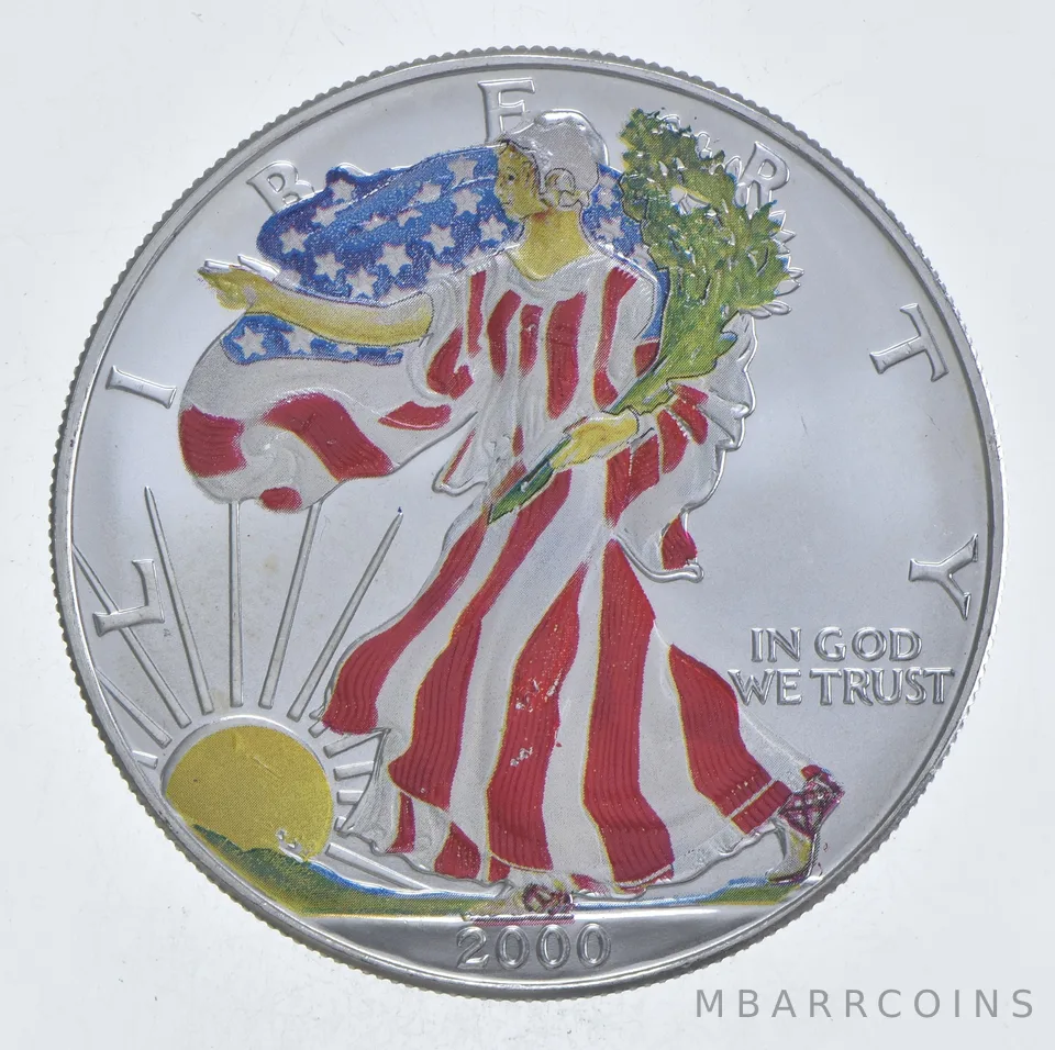 2000 Beautifully Painted/Sticker American Silver Eagle 1 Oz. .999 Fine *217