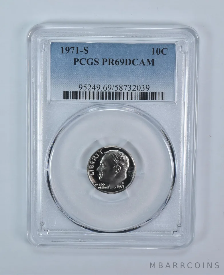 1971-S Roosevelt Dime PR69 DCAM PCGS Blue Label