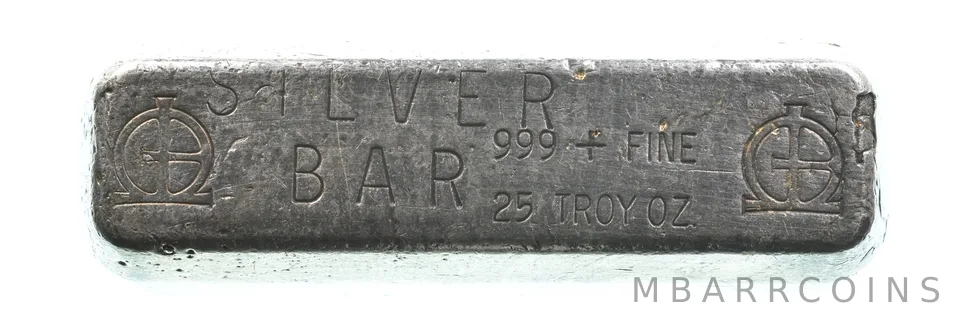25 Troy Oz Silver Bar Poured Loaf M and B Mining Omega *4856