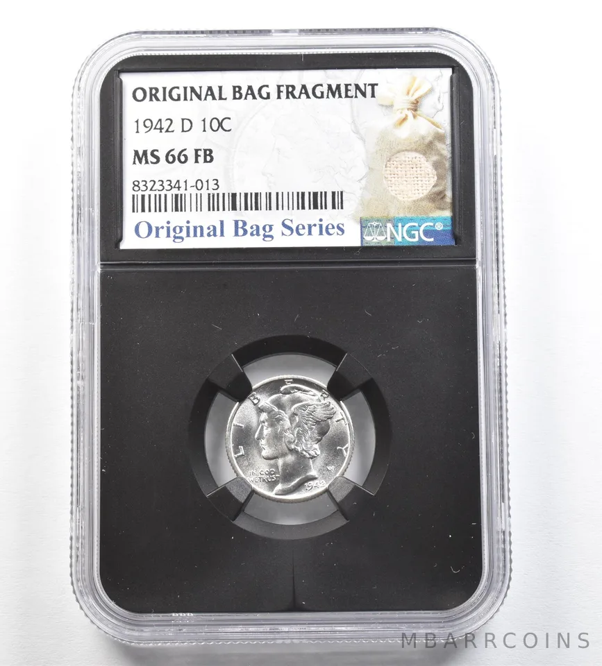 1942 Mercury Dime Original Bag Fragment MS66 FB NGC *0399