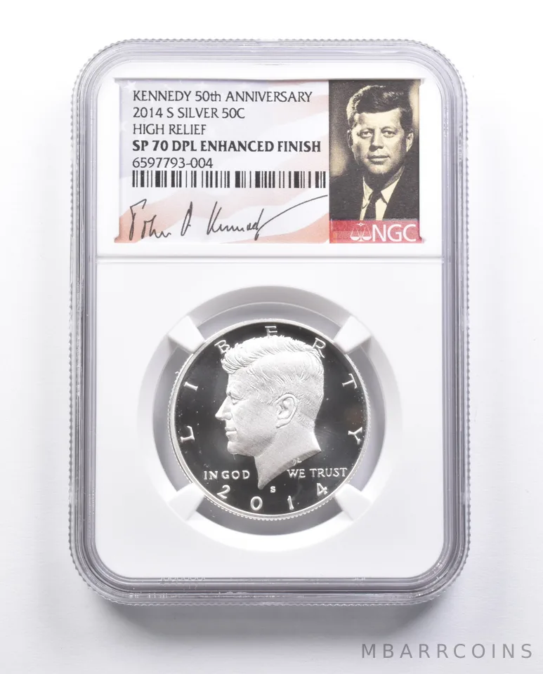 SP70 DPL Enhanced Finish 2014-S Silver Kennedy Half Dollar 50th NGC *6621