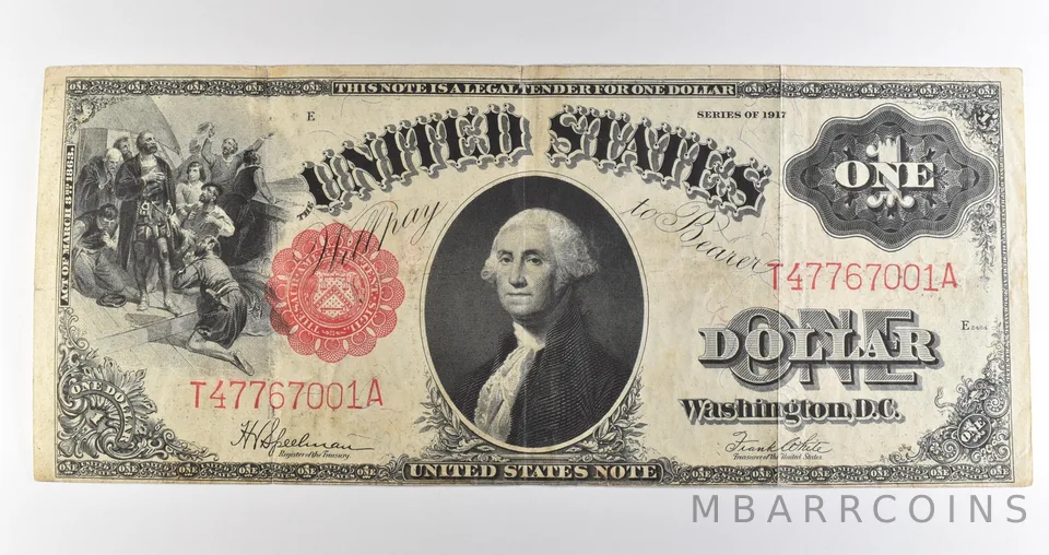 1917 $1 Legal Tender Large Note Red Seal *3555