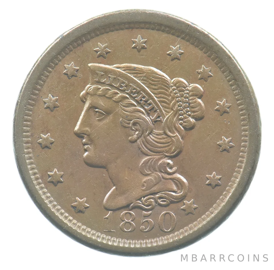 1850 Braided Hair Large Cent *0822