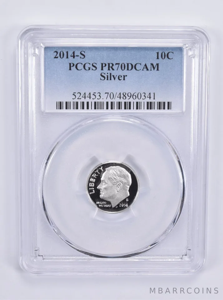 2014-S Roosevelt Dime Silver PR70 DCAM PCGS Blue Label
