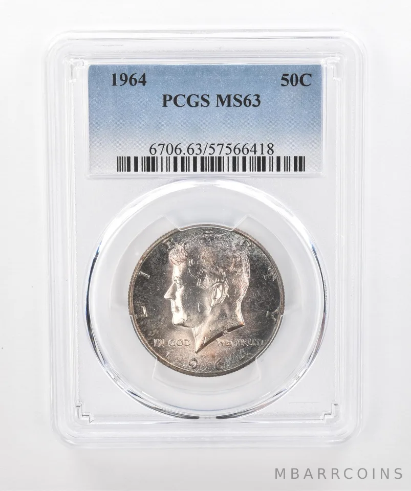 1964 Kennedy Half Dollar MS63 PCGS Beautiful Tone *1373