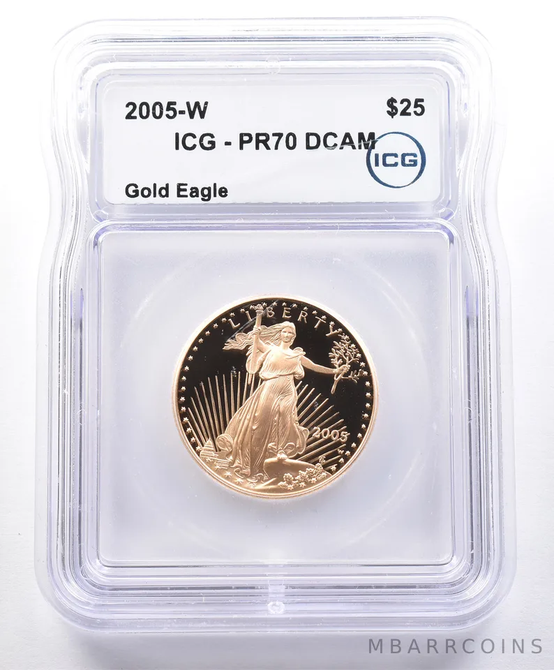 2005-W $25 American Gold Eagle 1/2 Oz Gold PR70 DCAM ICG