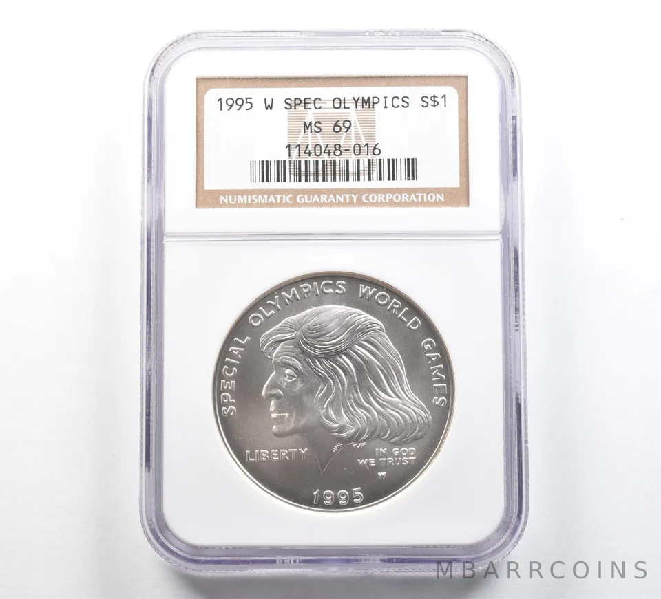 1995-W Special Olympics Commemorative Silver Dollar MS69 NGC Brown Label