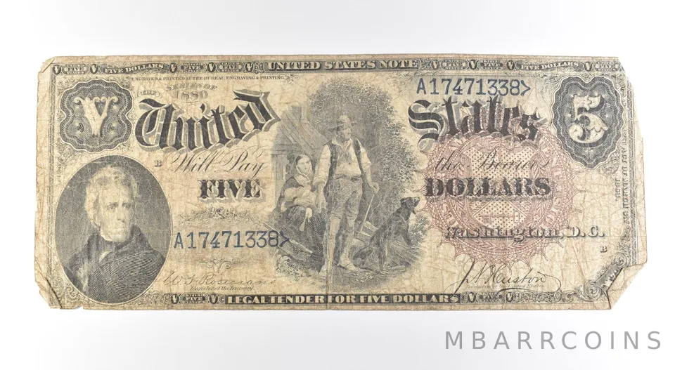 1880 $5 Legal Tender Large Note Brown Seal *2673