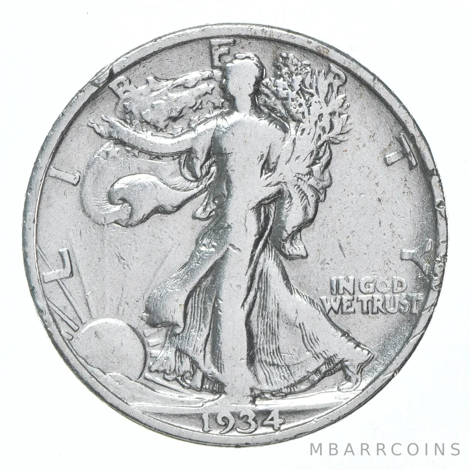 XF/AU 1934-S Walking Liberty Half Dollar Polished 90% Silver