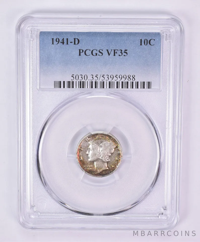 1941-D Mercury Dime VF35 PCGS Beautiful Tone *1107