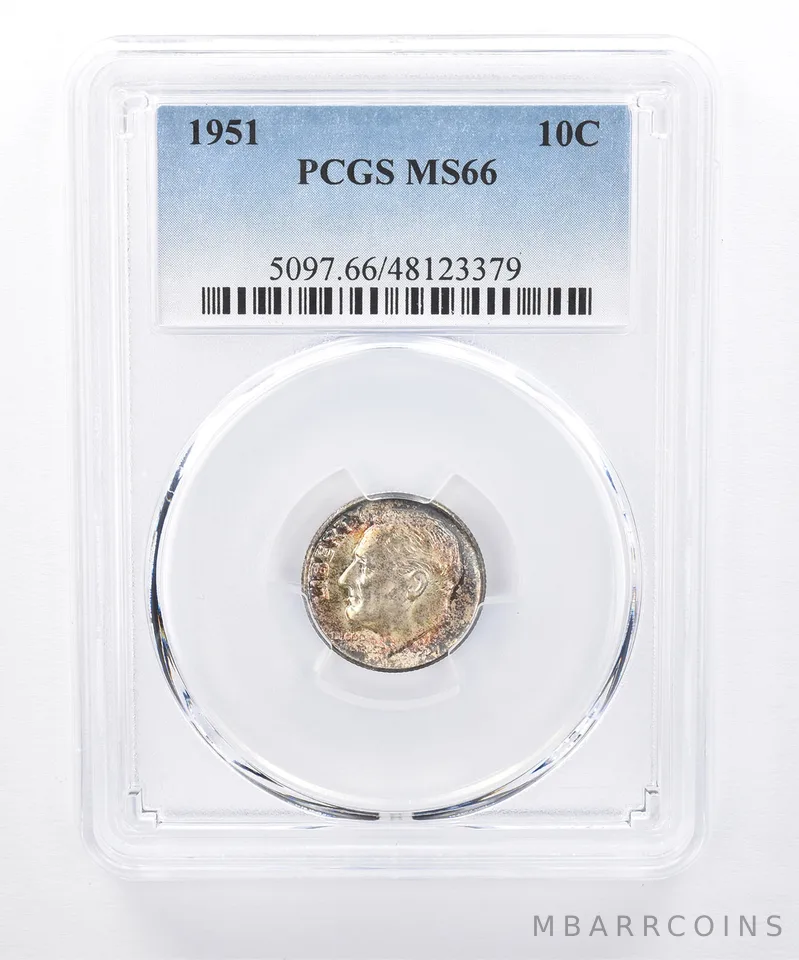 1951 Roosevelt Dime MS66 PCGS Beautiful Tone *8351
