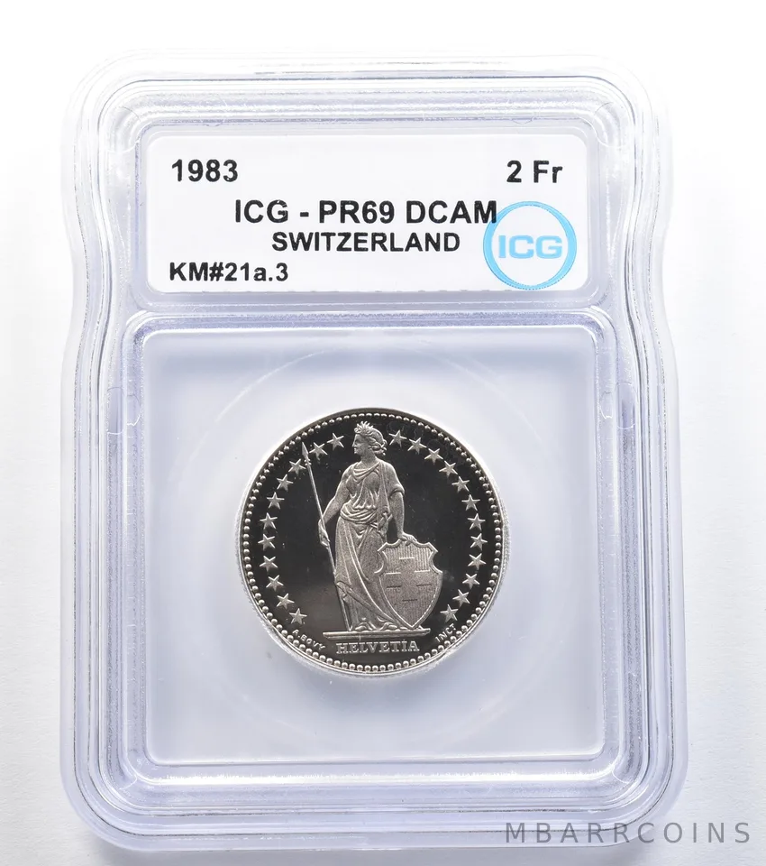 1983 Switzerland 2 Franc KM#21a.3 PR69 DCAM ICG *7947