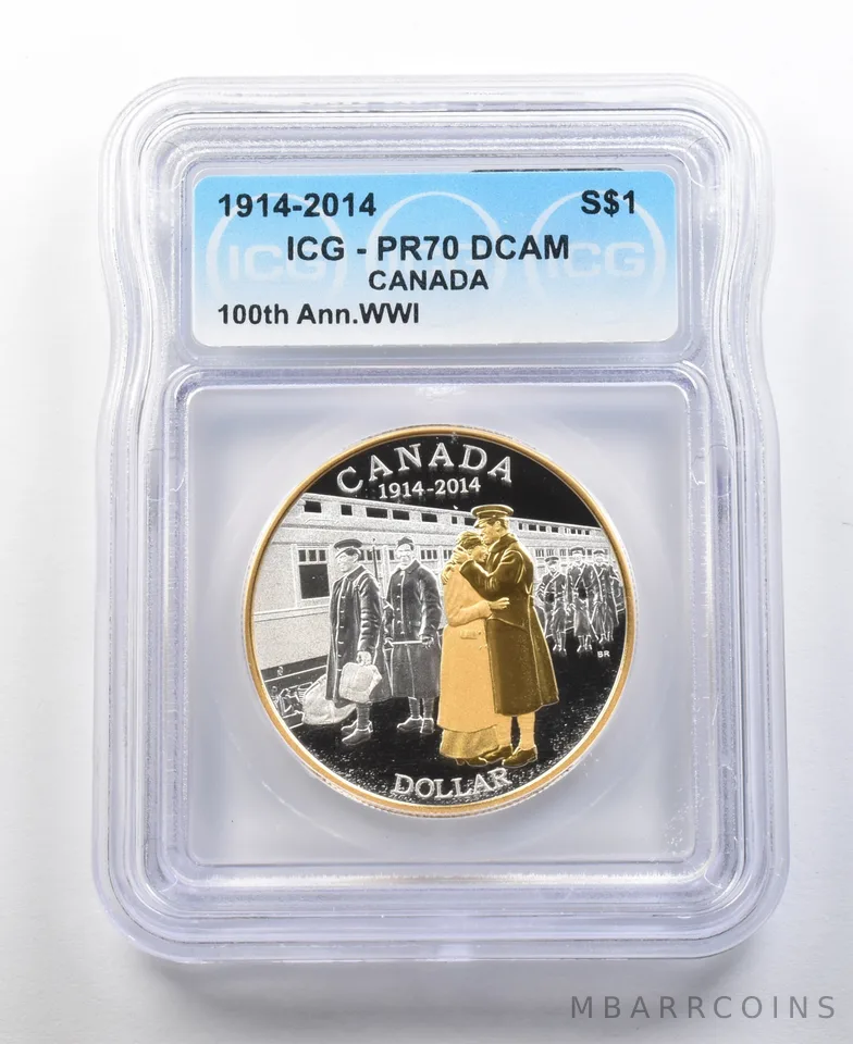 2014 Canada Silver Dollar Gilt WWI Anniversary PR70 DCAM ICG a0294