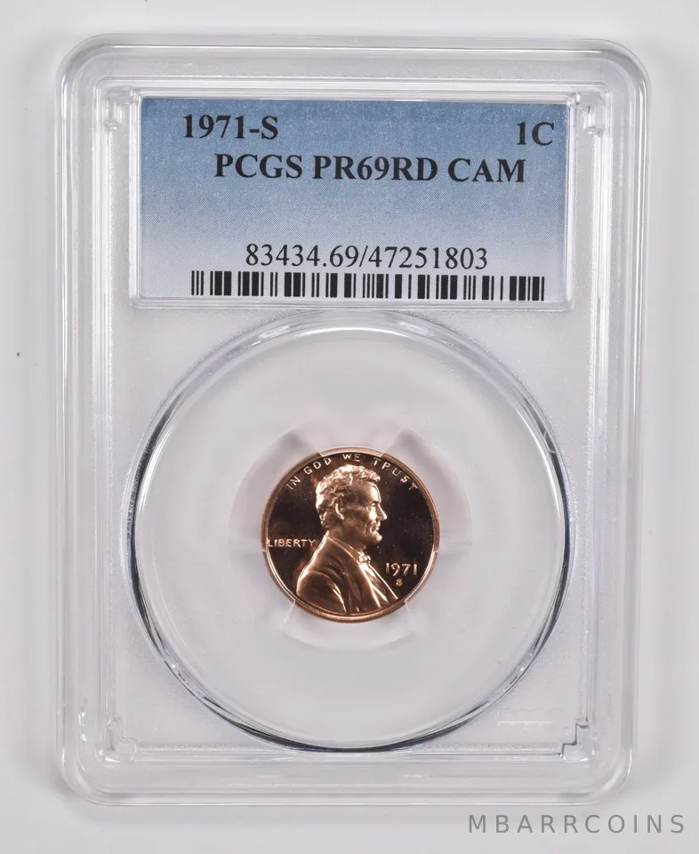 1971-S Lincoln Memorial Cent PR69 RD CAM PCGS Blue Label