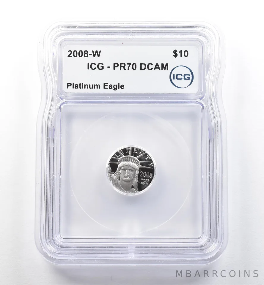 2008-W $10 American Platinum Eagle 1/10 Oz Platinum PR70 DCAM ICG