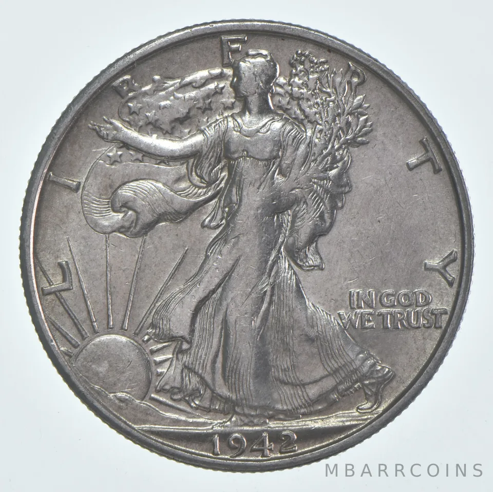 AU 1942-S Walking Liberty Half Dollar Almost Unc 90% Silver (1pc)