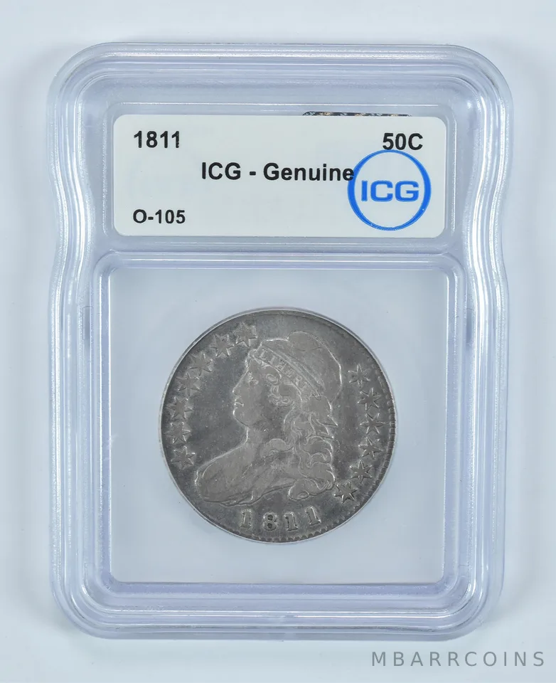 1811 Capped Bust Half Dollar O-105 Genuine ICG a9049