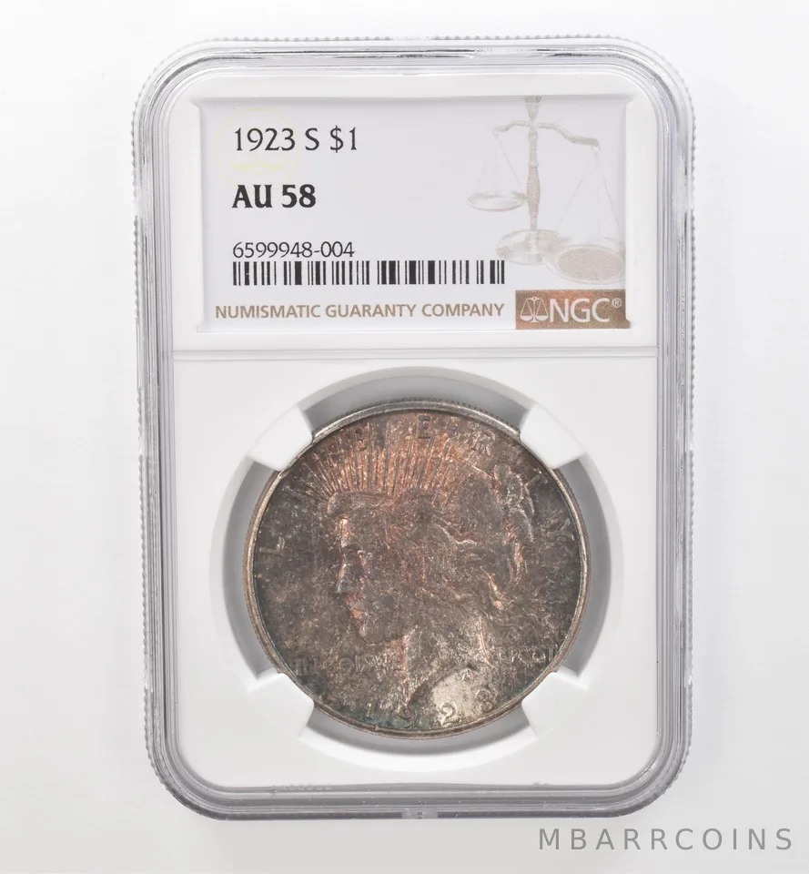 1923-S Peace Silver Dollar AU58 NGC Beautiful Tone *1730