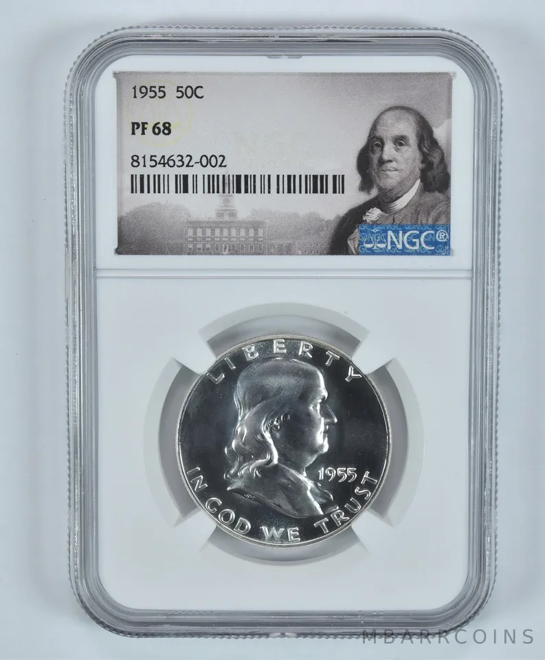 1955 Franklin Half Dollar PF68 NGC Great Almost Cameo Contrast *9170