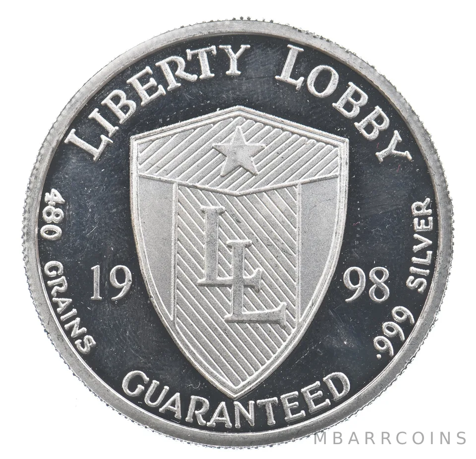 VINTAGE Art Bar/Round Liberty Lobby Sovereignty Jefferson Silver 1 T Oz *221