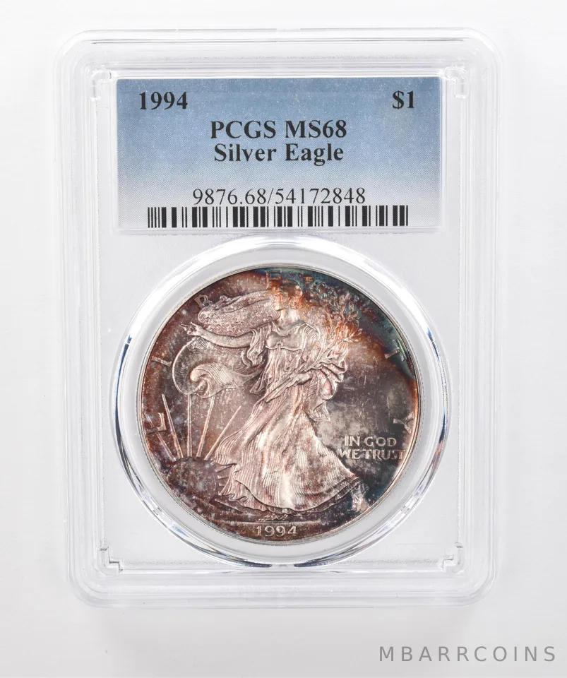 1994 American Silver Eagle MS68 PCGS Beautiful Tone *1516