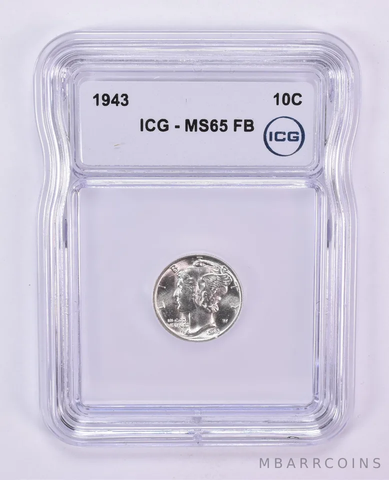 1943 Mercury Dime MS65 FB ICG