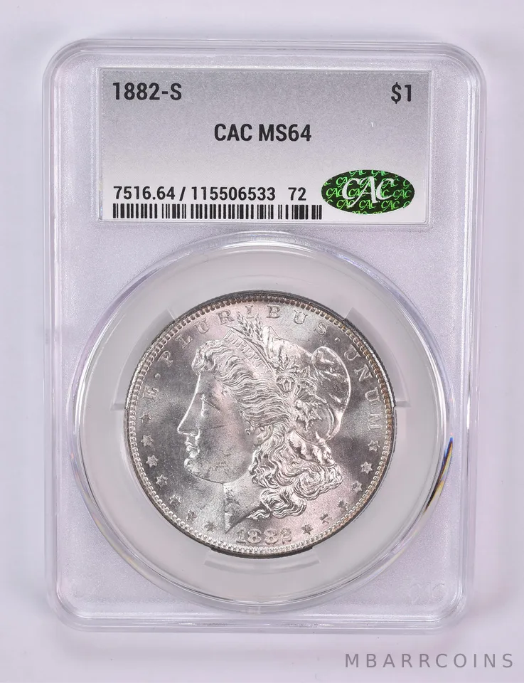 1882-S Morgan Silver Dollar MS64 CAC CACg