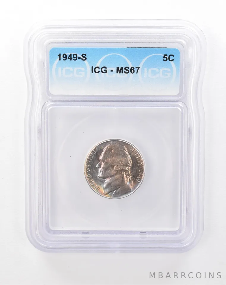 1949-S Jefferson Nickel MS67 ICG Beautiful Tone a3314