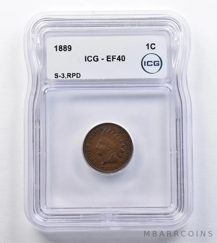 1889 Indian Head Cent S-3 RPD EF40 ICG *2052