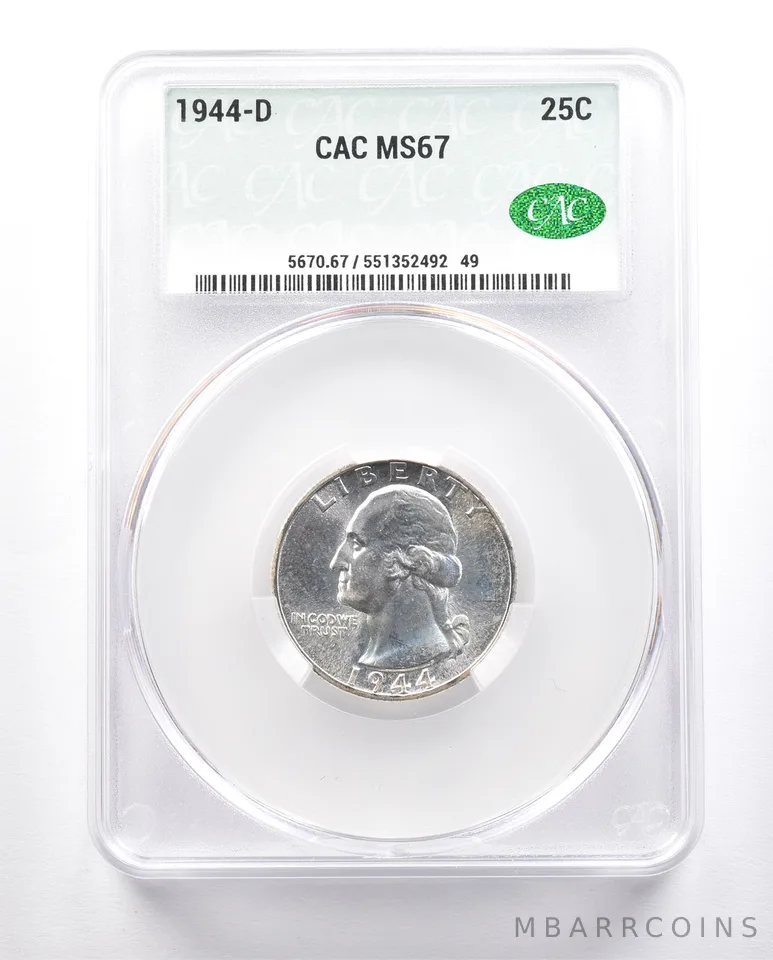 1944-D Washington Quarter MS67 CAC CACg *2439